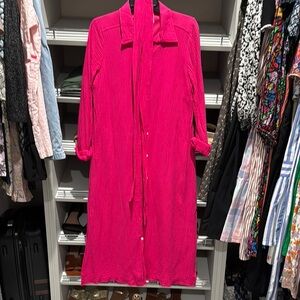 Victoria Dunn Vibrant Pink Button-Up Dress
